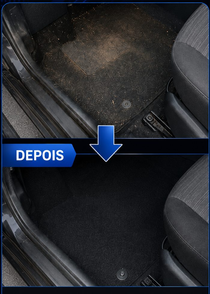 Antes e depois da higienização interna automotiva